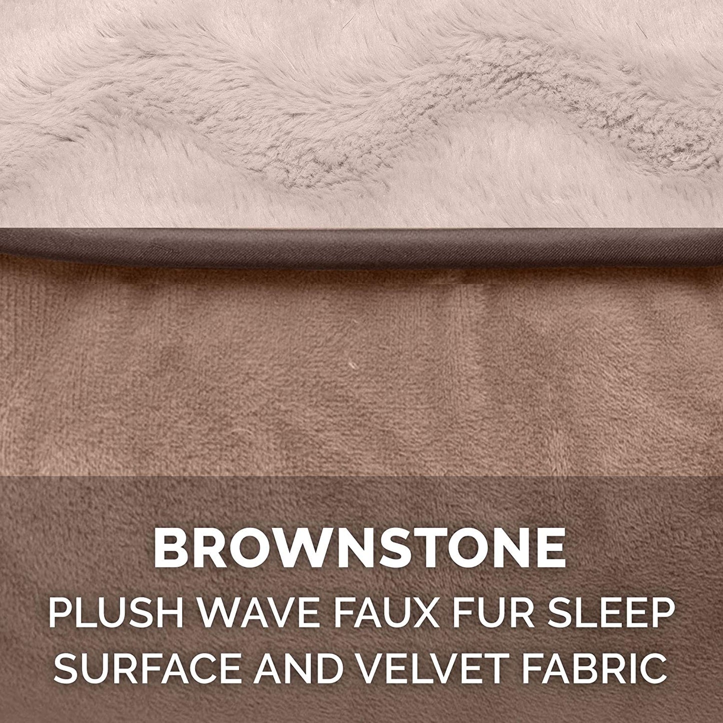 Memory Foam Dog Bed for Small Dogs W/ Removable Bolsters & Washable Cover, for Dogs up to 20 Lbs - Plush & Velvet Waves Perfect Comfort Sofa - Brownstone, Small