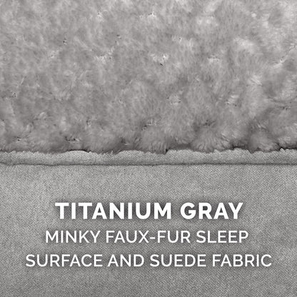 Orthopedic Dog Bed for Medium/Small Dogs W/ Pillow Cushion Top & Removable Washable Cover, for Dogs up to 35 Lbs - Minky Plush & Suede Pillow Top Mattress - Titanium Gray, Medium