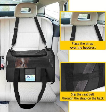 Pet Carrier Airline Approved, Cat Carriers for Medium Cats Small Cats, Soft Dog Carriers for Small Dogs, TSA Approved Pet Carrier for Cat Dog of 15 Lbs, Puppy Carrier,Black